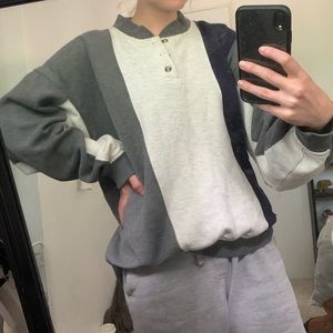 Colorblock Henley sweatshirt